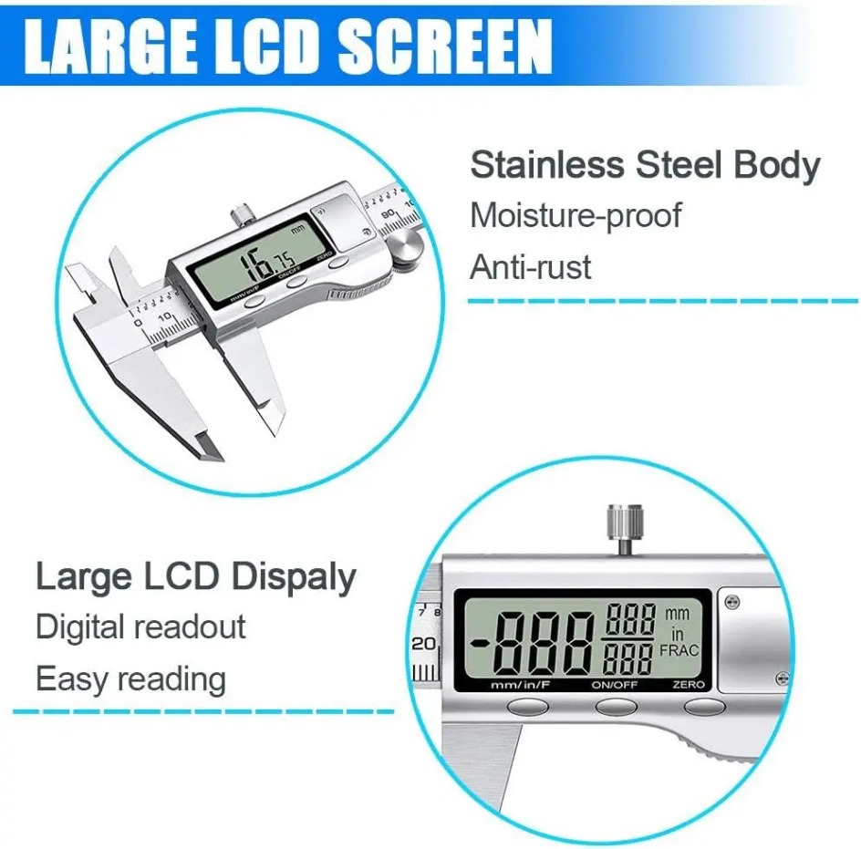 Digital Caliper 150Mm Stainless Steel - Electronic Vernier Caliper 6 Inch Precision