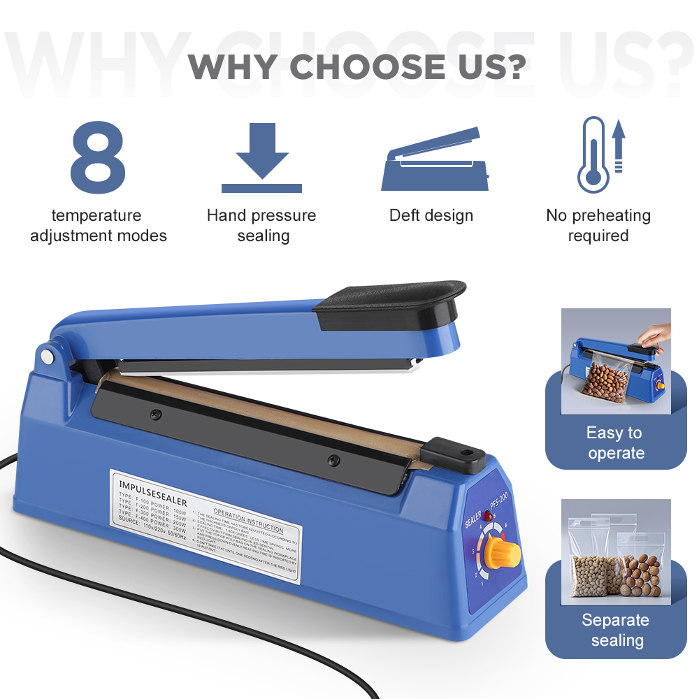 Impulse Sealer Manual Heat Sea - Plastic Bag Impulse Heat Sealer 评论和价格