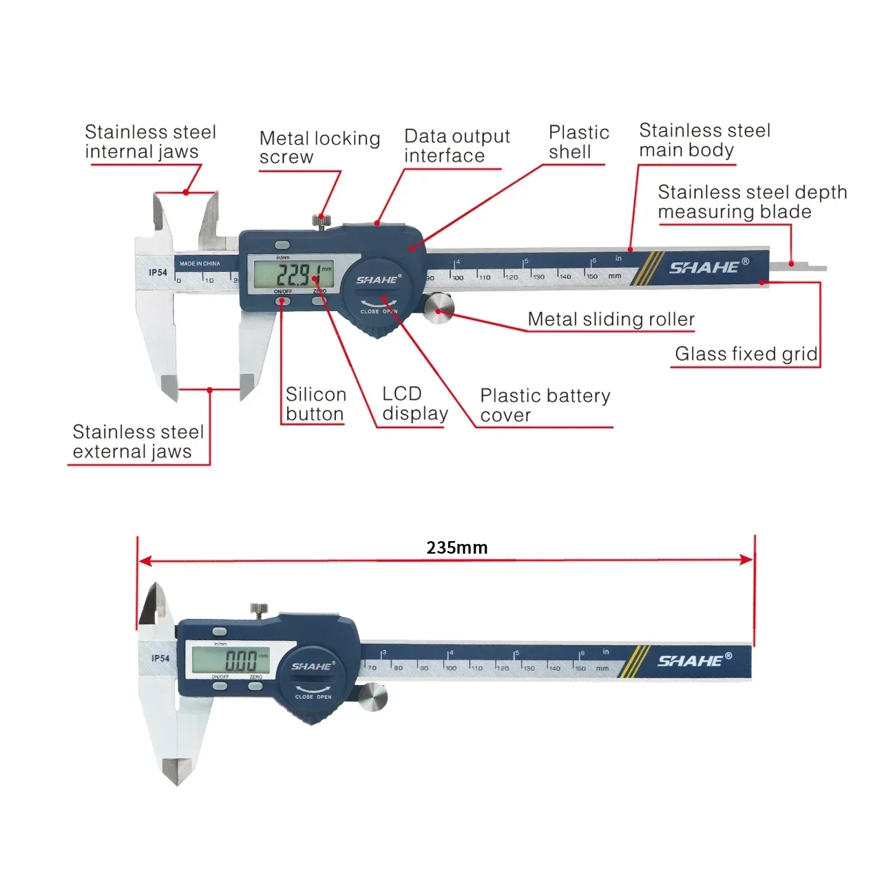 SHAHE Digital Caliper, 6 Inch/ - Digital Caliper 150Mm Stainless Steel 评论和价格