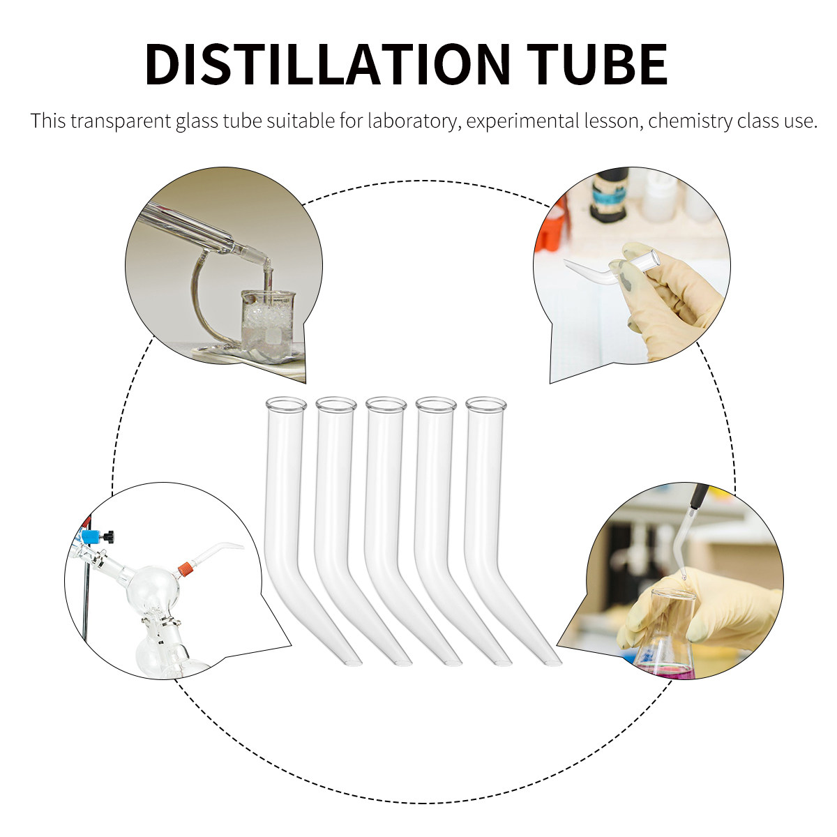 5Pcs Glass Distillation Tube T - Lab Equipment 评论和价格